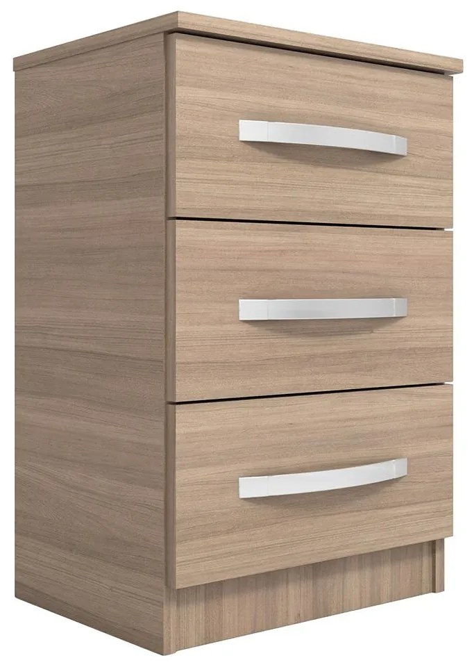 Mesa de Cabeceira 3 Gavetas Quarto Domus Marrom Montana