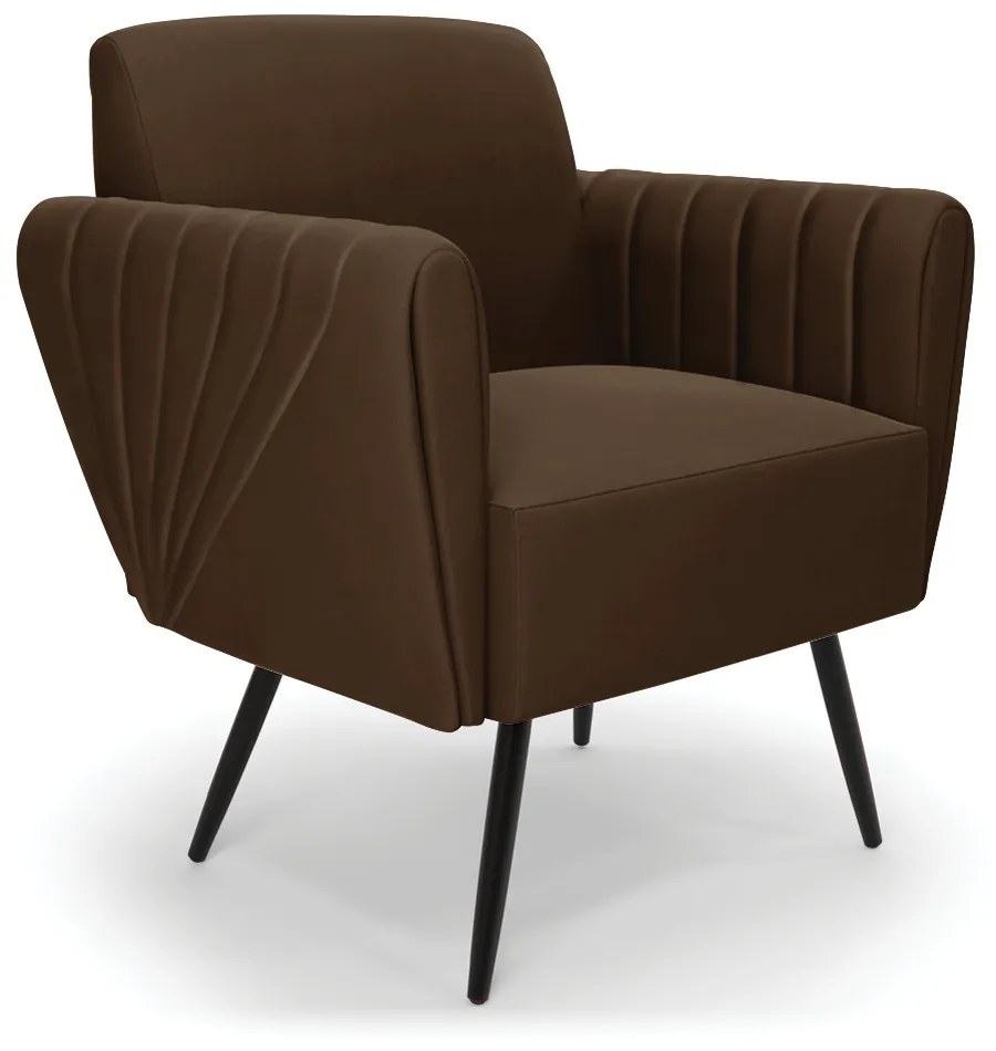 Kit 2 Poltronas Pés Palito de Ferro Bruna Suede D01 - D'Rossi - Marrom
