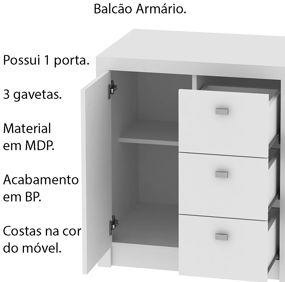 Balcão para Escritório Home Office ME4111 MDP Branco G69 - Gran Belo