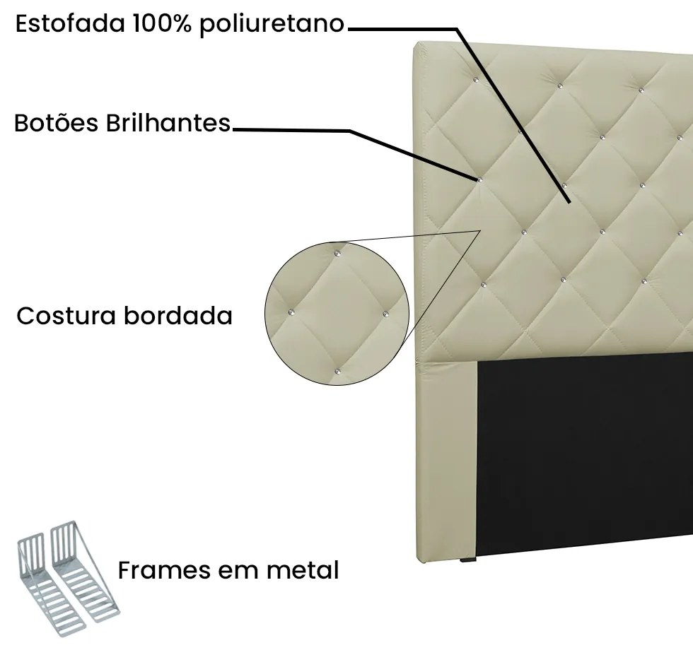 Cabeceira Tania Para Cama Box Casal 140 cm Corino  - D'Rossi - Bege