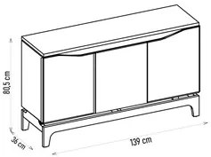 Balcão Buffet para Sala de Jantar 3 Portas 139cm Alice D04 Freijó/Off