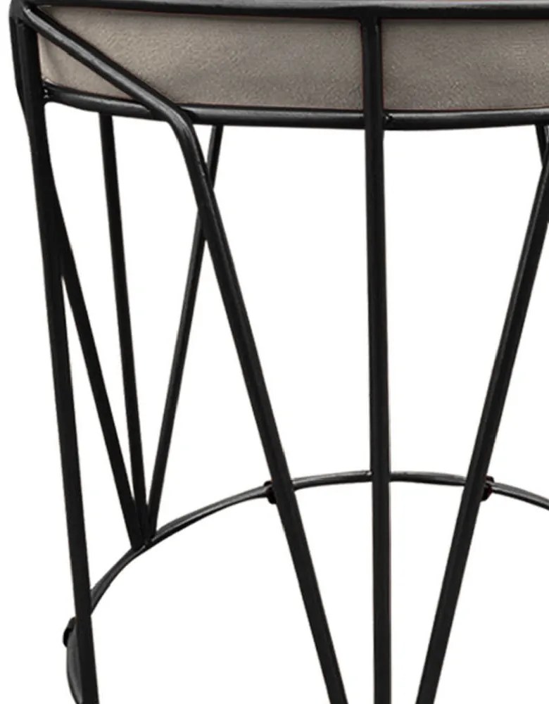 Puff Multiuso com Mesa Babu 2 em 1 Suede Base Preto D'Rossi - Bege