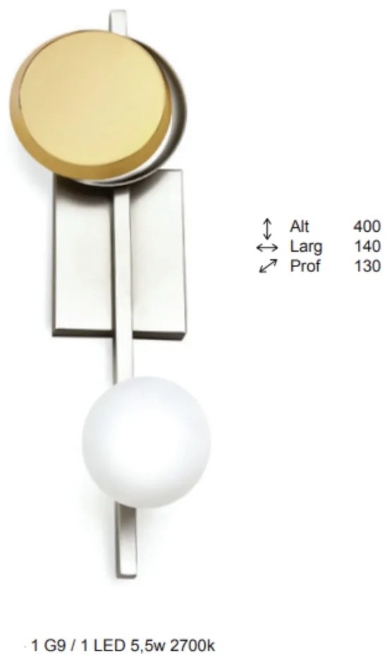 Arandela Eclipse Linear Mista 13X14X40Cm Disco Metal Aluminio E Globo... (PRETO, 110V)