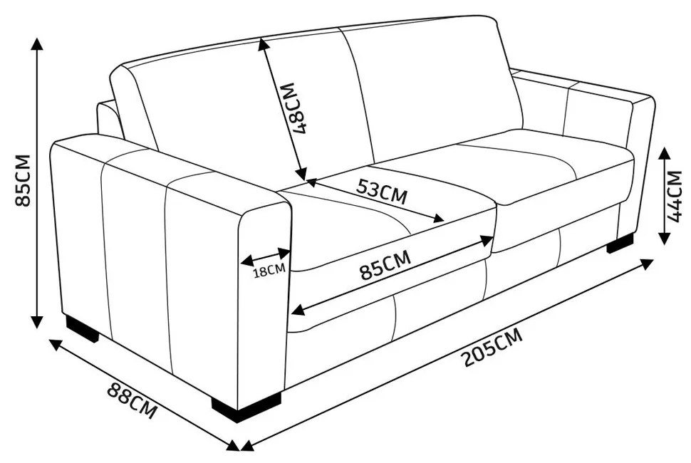 Sofá 3 Lugares Sala de Estar 205cm Estocolmo Couro Off White G03 - Gran Belo