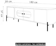 Rack Bancada Para TV 75 Pol 180cm Ricky Off/Cinamomo B02 - Mpozenat