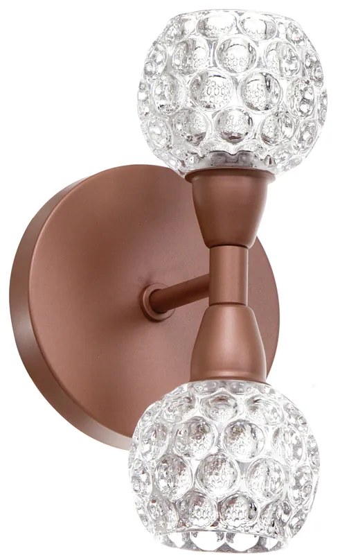 Arandela Bolinha Dupla 12X13X22Cm Metal E Vidro Cristal Ø8Cm 02Xg9 | O... (GRAFITE / COBRE BRILHO, CLEAR (TRANSPARENTE))