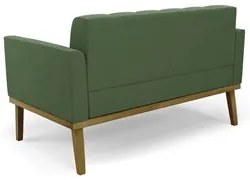Sofá Namoradeira e 1 Poltrona Base Madeira Castanho Ana Suede Verde -