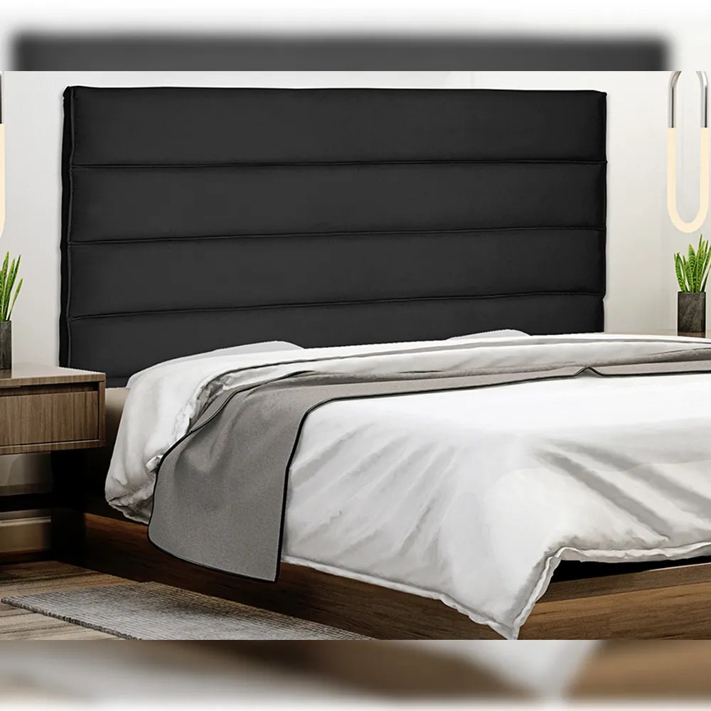 Cabeceira Decorativa 1,40M Guess Suede Preto G63 - Gran Belo