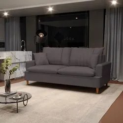 Sofá Living 3 Lugares 180cm com Almofadas Veras D05 Suede Cinza - Mpoz