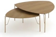 Mesa de Centro Para Sala Pés Metálicos Kit 2 Blen Louro/Dourado I06 -