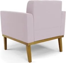 Poltrona Sala Base Madeira Castanho Kit 2 Ana Bouclé Rosê - Ibiza