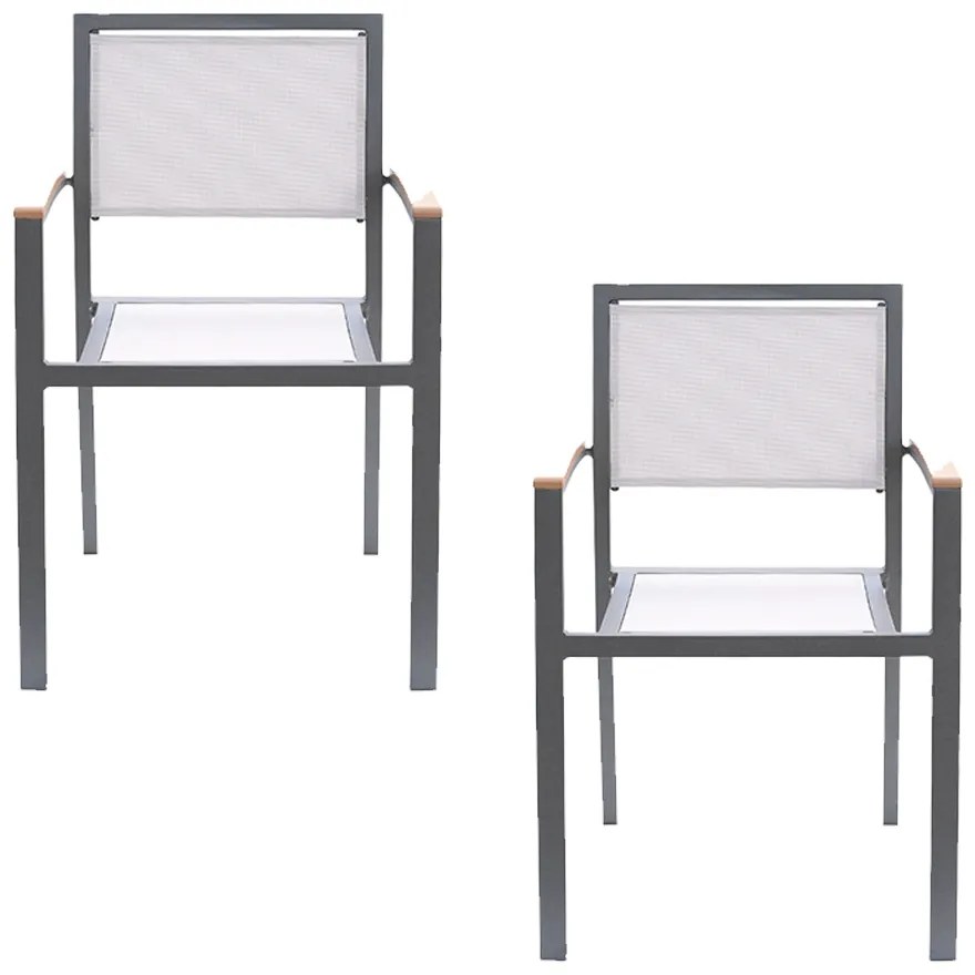 Kit 2 Cadeiras Área Externa com Tela Mesh Mangue de Alumínio Amêndoa/Bege G56 - Gran Belo