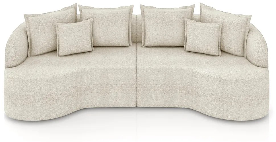 Sofá Living Decorativo Salinas 2 Lugares com Almofadas 210cm Modulado Bouclé Off White G33- Gran Belo