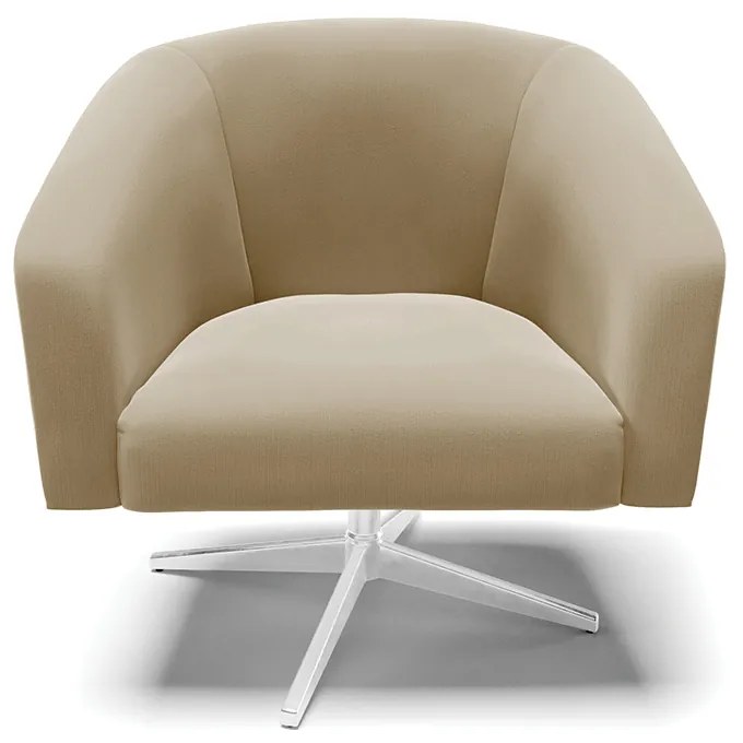 Poltrona Decorativa Giratória Cromada Kit 2 Stella Suede D03 - D'Rossi - Marrom Rato