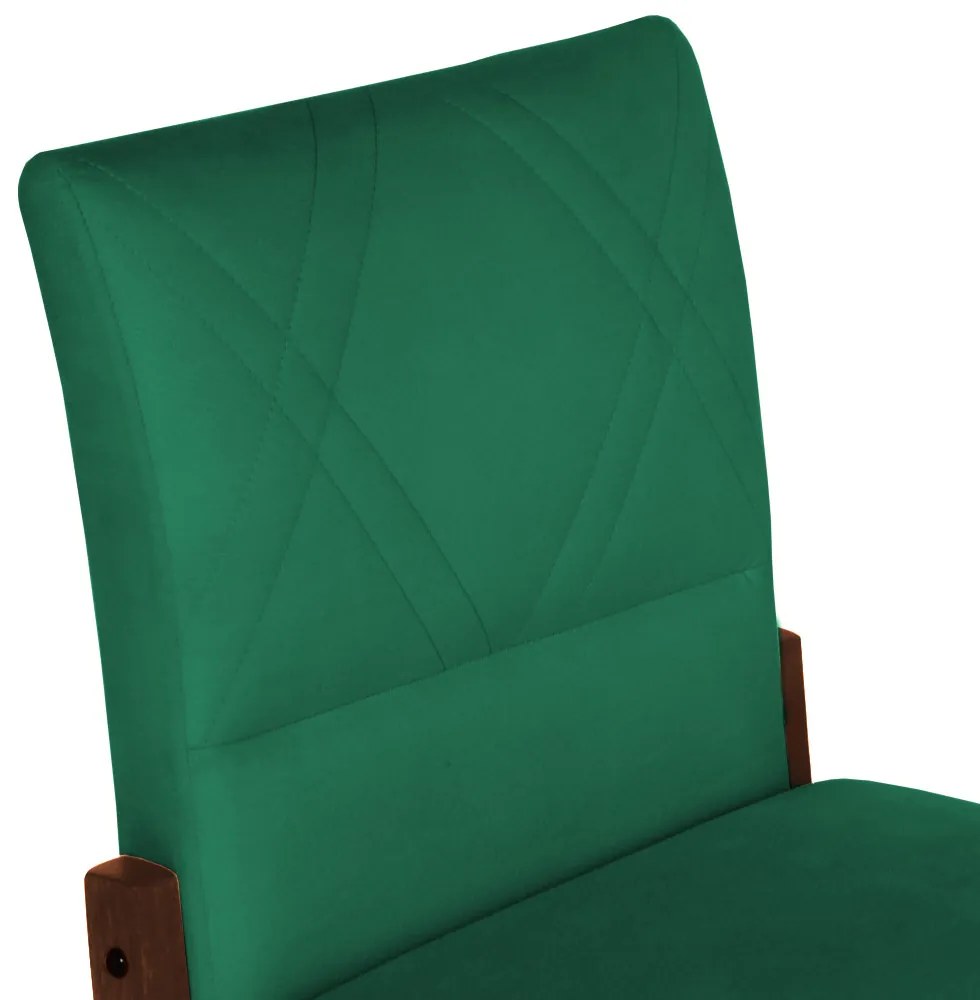 Conjunto 4 Cadeiras De Jantar Aurora Base Madeira Maciça Estofada Suede Verde Bandeira