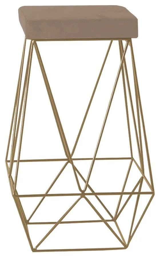 Banqueta Decorativa Kathy Base Gold Suede Cappuccino G41 - Gran Belo