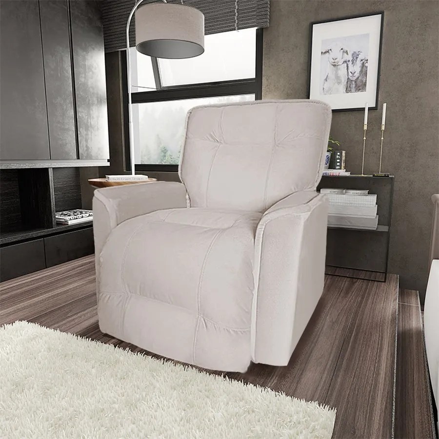 Poltrona do Papai Reclinável Orion Suede Bege - Sheep Estofados - Bege