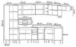 Armário de Cozinha Modulada de Canto 8 Peças CP03 Balcão com Pia Inox
