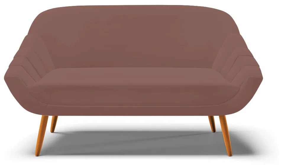 Namoradeira 02 Lugares Giovana Veludo Pés Palito Castanho - Indo Decorar - Rose