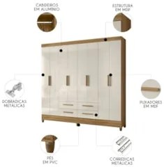 Guarda Roupa Casal 204cm 8 Portas Vitta Freijó/Off Z17       - Mpozena