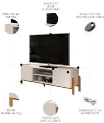 Rack Bancada de TV 65 Pol 180cm Chest D04 Off White/Cedro - Mpozenato
