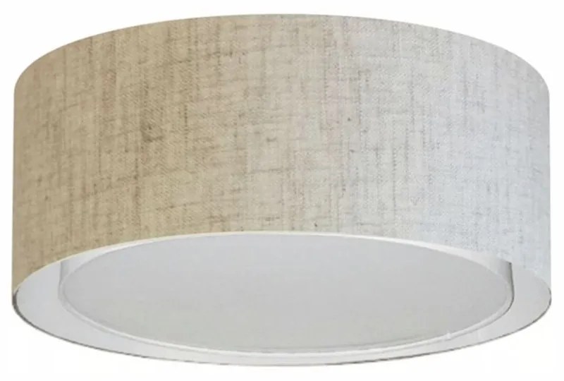 Plafon Duplo Cilíndrico Md-3036 Cúpula em Tecido 50x25cm Rústico Bege - Bivolt