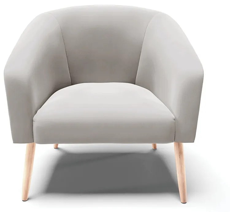 Poltrona Stella Veludo Pés Palito Natural D03 - D'Rossi - Cinza