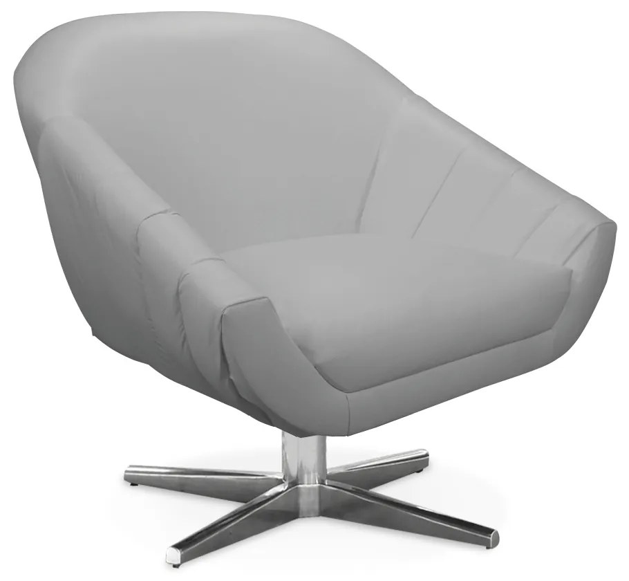 Poltrona Giratória Giovana Corino Base Cromada D03 - D'Rossi - Cinza