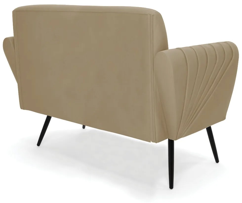 Sofá Namoradeira com 2 Poltronas Pés Palito de Ferro Bruna Suede D01 - D'Rossi - Marrom Rato