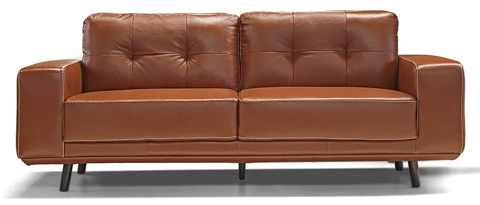 Sofá de Couro 3 lugares Antonela M06 Cor Conhaque 457 - ADJ DECOR