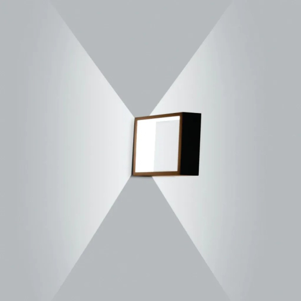 Arandela Puch Quadrado Interna 1Xpci Led 5W 20X5X20Cm | Usina 5744/20 (AZO-F / CB-M - Azul Oceano Fosco / Cobre Metálico, 220V)