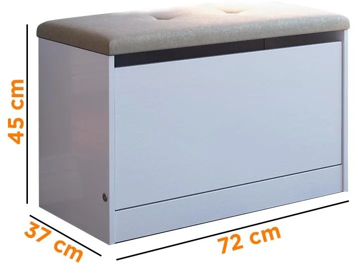 Sapateira Puff Cama Quarto Multifuncional Decoração Branco/bege