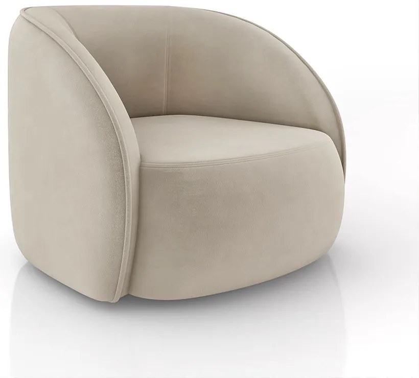 Poltrona Decorativa Sala de Estar Clarke Veludo Bege G45 - Gran Belo