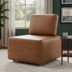 Poltrona Sala de Estar Decorativa Rovier Sintético Caramelo Z32 - Mpoz