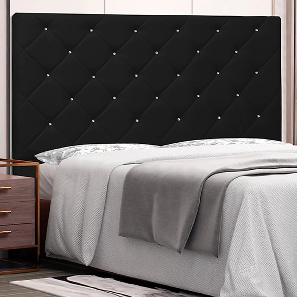 Cabeceira Decorativa Casal 1,40M Tàzio PU Preto G63 - Gran Belo
