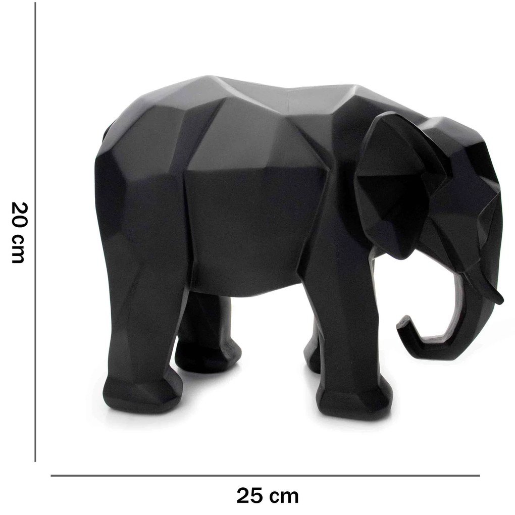 Escultura Elefante Em Poliresina Preto 20x25x13 Cm - D'Rossi