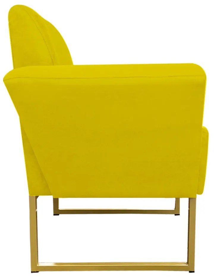 Poltrona Dora Suede Base Metálica Dourado D'Rossi - Amarelo
