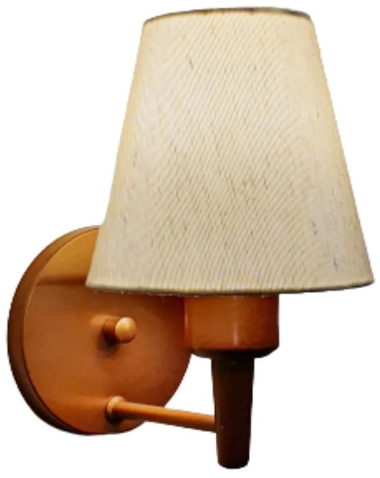 Arandela Cone Md-2004 Base Cobre Cúpula em Tecido 14/14x07cm Linho Bege - Bivolt