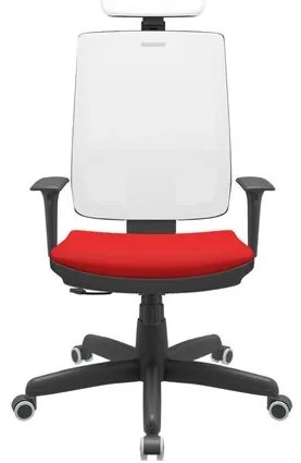 Cadeira Office Brizza Tela Branca Com Encosto Assento Aero Vermelho RelaxPlax Base Standard 126cm - 63679 Sun House