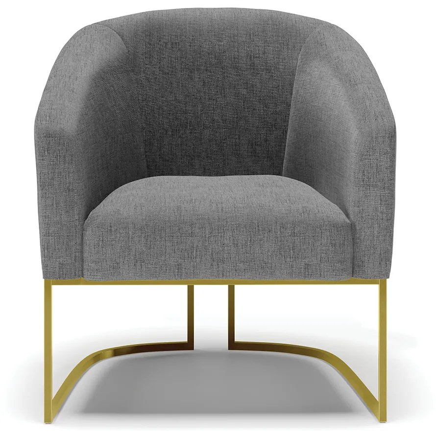 Poltrona Stella Linho Base Industrial Dourada D03 - D'Rossi - A32 Palha