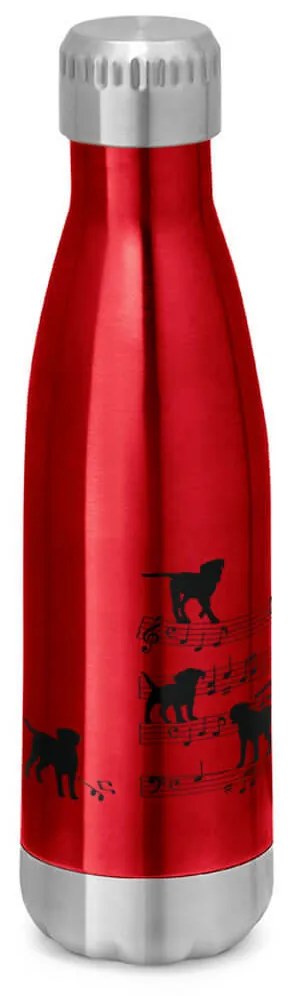 Garrafa Térmica Inox Brilhante 510 ml Cachorro Musical Preto - Vermelho