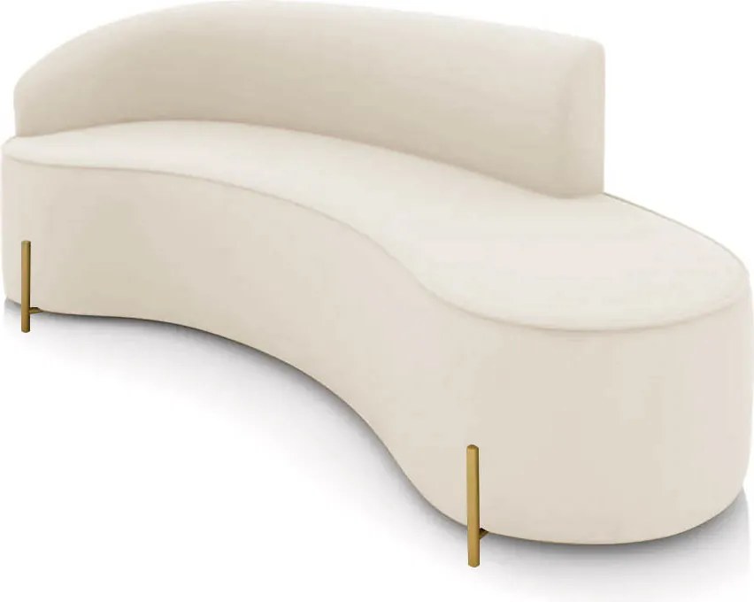 Sofá 4 Lugares Orgânico 220cm Pé Dourado Morgan Veludo/Cotelê - Bege