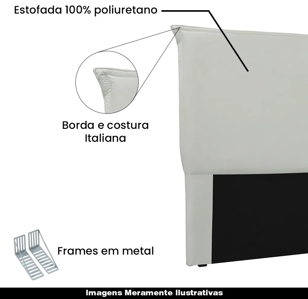 Cabeceira Decorativa Casal 1,40M Trento Veludo Prata G63 - Gran Belo
