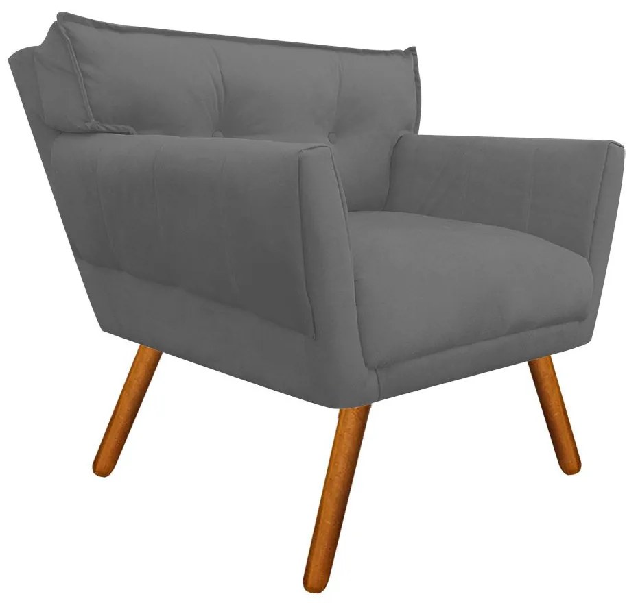 Kit 2 Poltronas Anitta Suede Pés Palito Castanho D03 - D'Rossi - Grafite