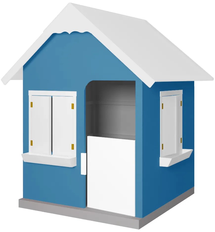 Casinha De Brinquedo Com Floreiros MDF Azul Claro/Branco L12 - Gran Belo
