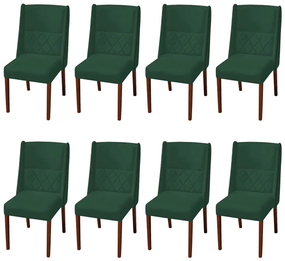 Kit 8 Cadeiras de Jantar Lecce Veludo Verde Bandeira