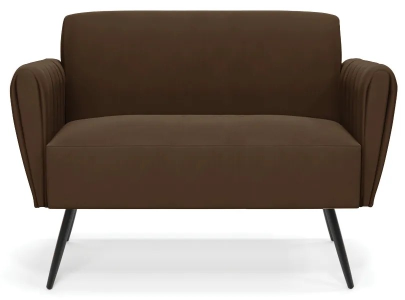 Sofá Namoradeira Pés Palito de Ferro Bruna Suede D01 - D'Rossi - Marrom