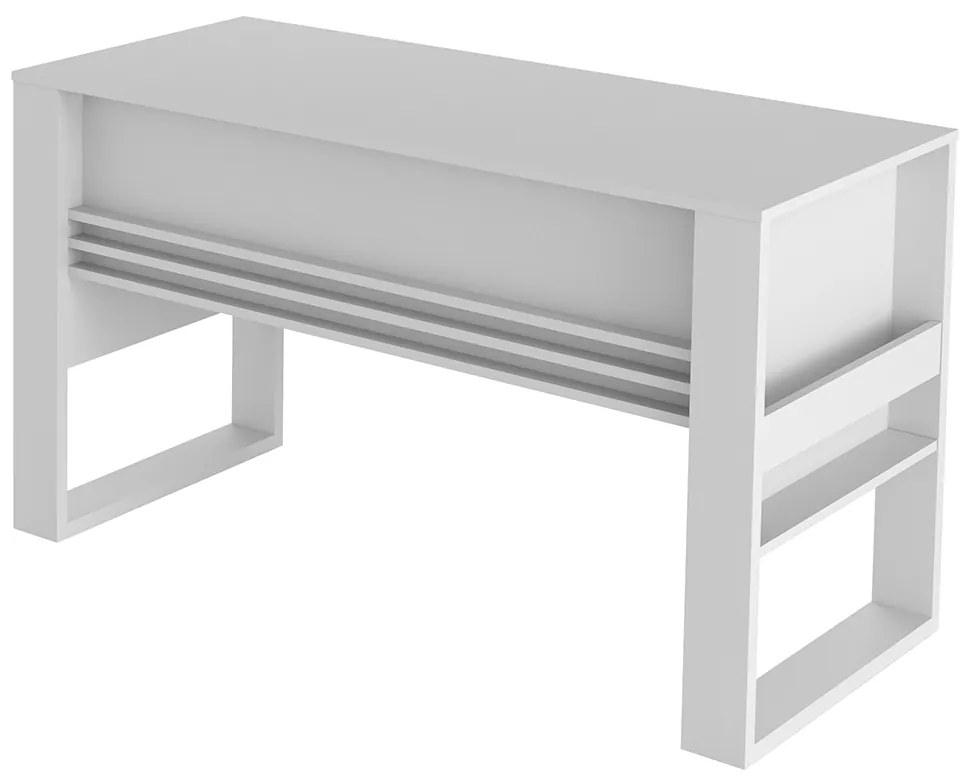 Escritório Completo com Mesa Armário Alto e Balcão Moon MDP Branco G69 - Gran Belo