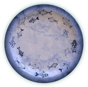 Prato Raso Tramontina Peixes em Porcelana Decorada 28 cm