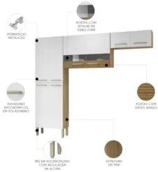Armário de Cozinha Compacta 221cm Vivian Freijó/Supremo Z06 - Mpozenat